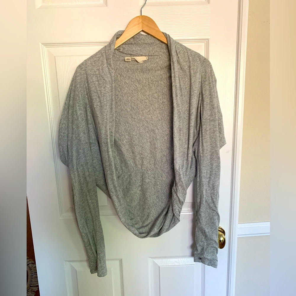 PURE DKNY 💯% Cotton Heather Gray Shrug: Open Front, Long Sleeves, Size M/L